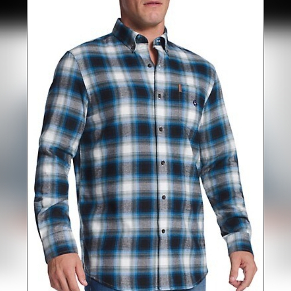 CHAPS MULTI PLAID MEN'S FLANEL SPORTS SHIRT LARGE NWOT